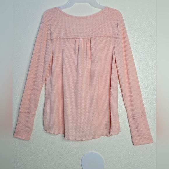 Anthropologie Pink thermal waffle size Small - Picture 2 of 6